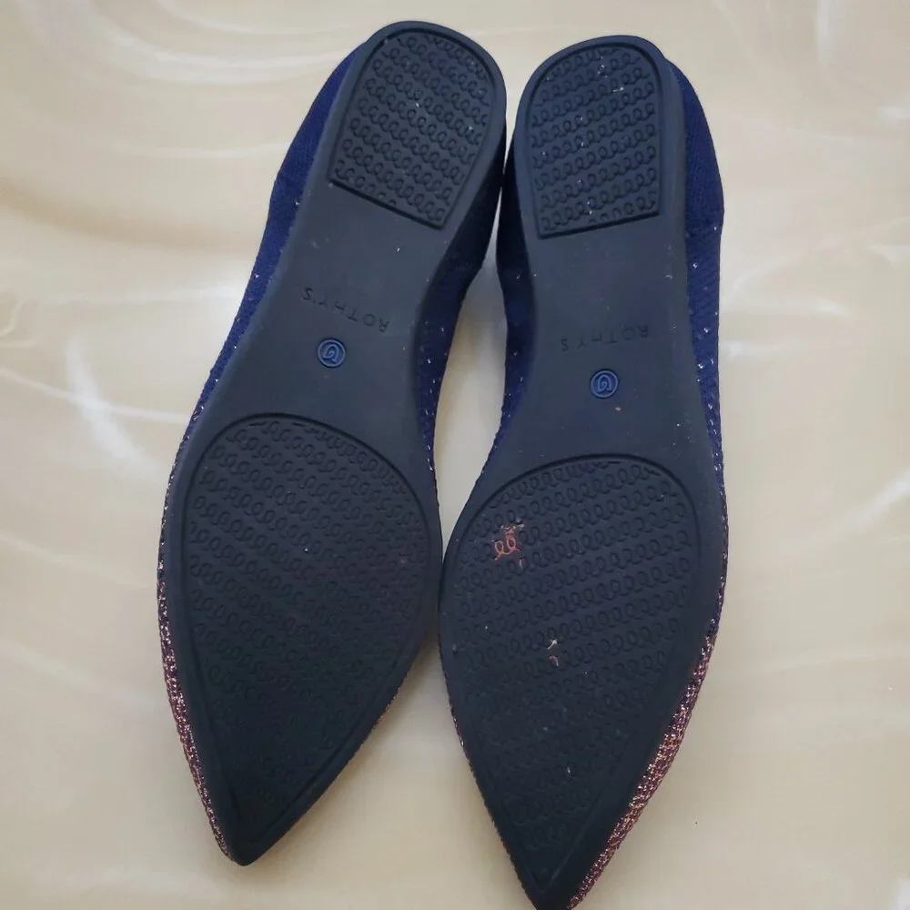 Rothy’s The Point Midnight Metallic Limited Edition Points Flats Size 10.5